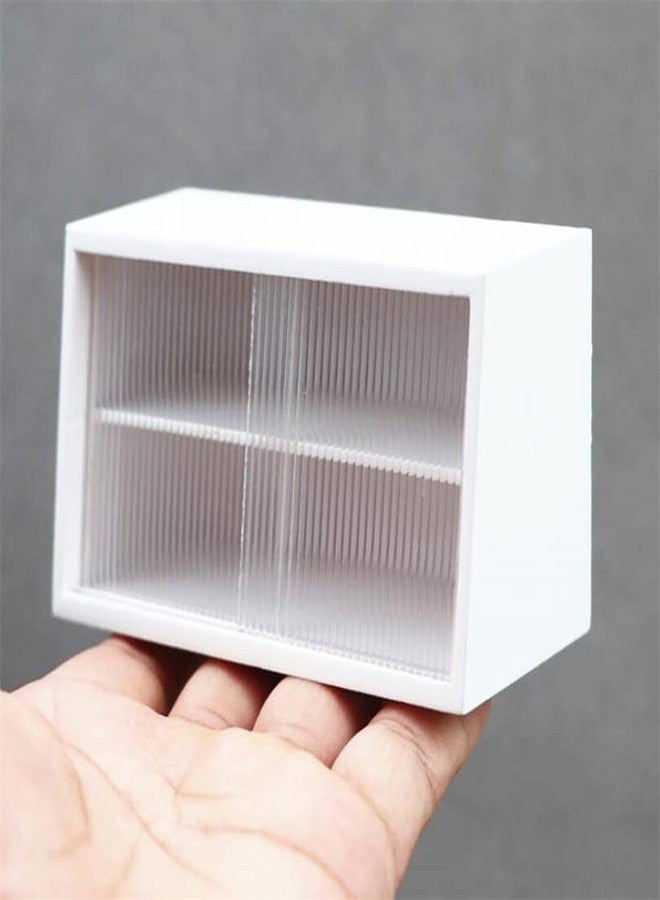 EatingBiting 1:6 mini House White Miniature Furniture Wood Cake Commercial Countertop Bakery Display Case Cabinet Storage Showcase with Acrylic Movable Window 3.9" for Figures Tea Set Cosmetics - Image 1